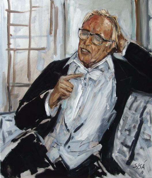 MARTIN HASELBÖCK, Dirigent, Öl auf Leinen, 90 x 80 cm